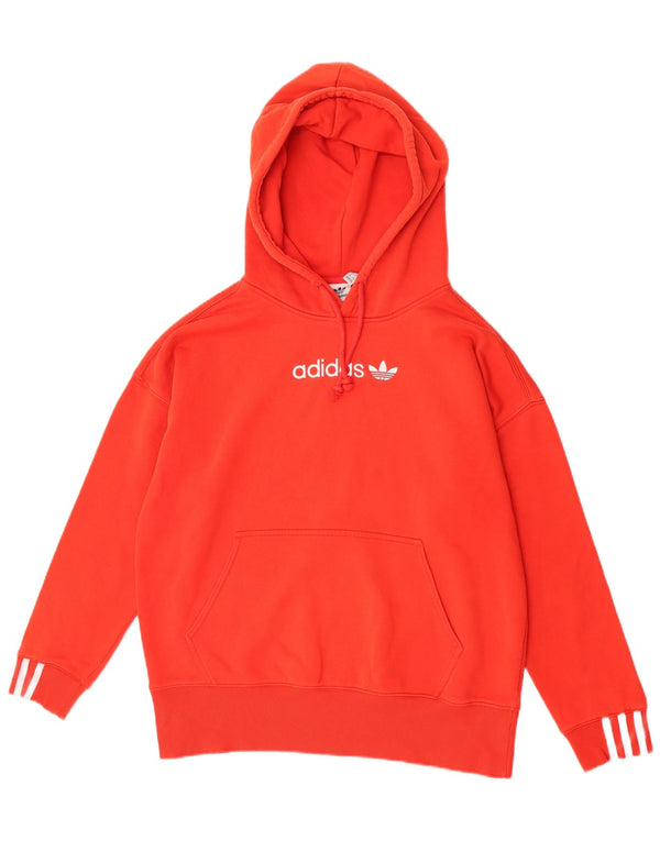 Adidas Γυναικείο γραφικό Oversized Hoodie Jumper UK 8 Μικρό κόκκινο βαμβακερό