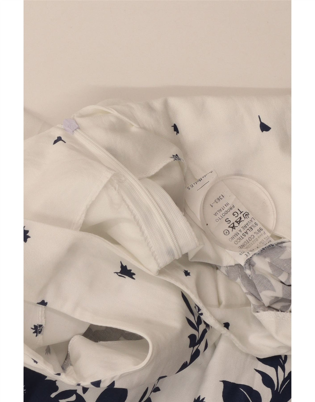 VINTAGE Γυναικείο Αμάνικο Φόρεμα UK 8 Small White Floral Βαμβακερό