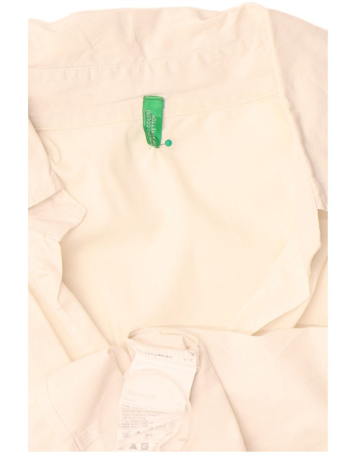 Γυναικείο πουλόβερ Benetton πουκάμισο UK 16 Large Off White Βαμβακερό