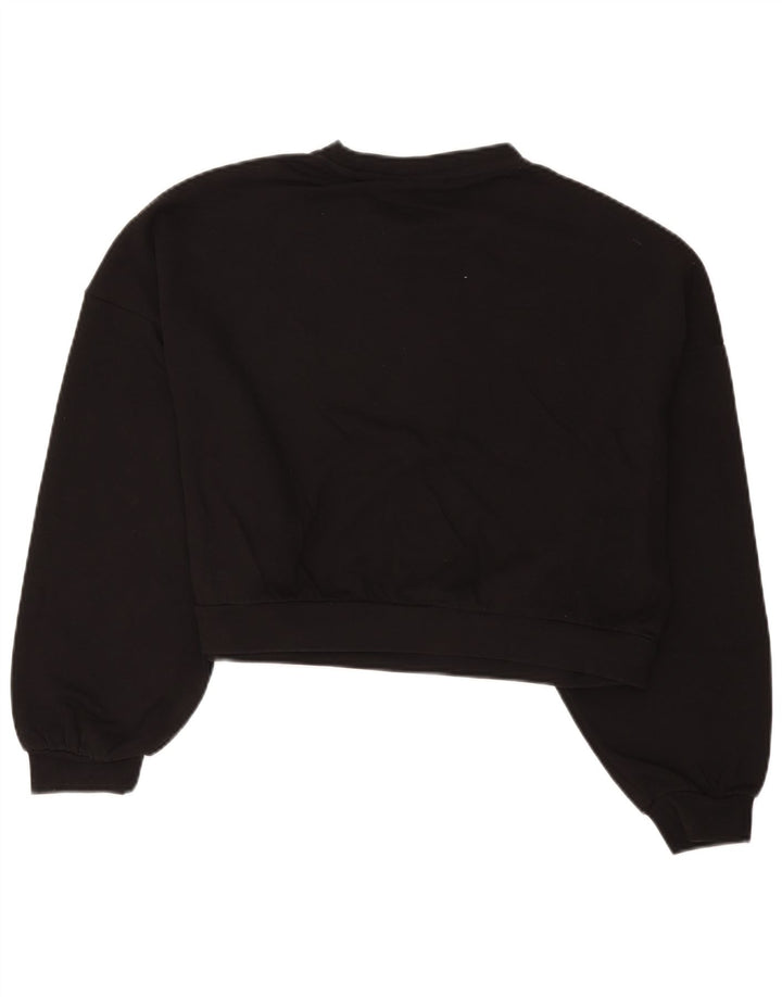 Ellesse Γυναικείο Crop Γραφικό Φούτερ Jumper UK 14 Medium Black