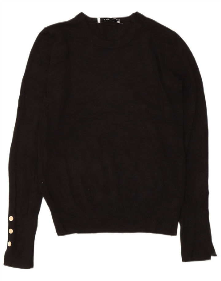 Zara Γυναικείο πουλόβερ με λαιμόκοψη UK 10 Small μαύρο