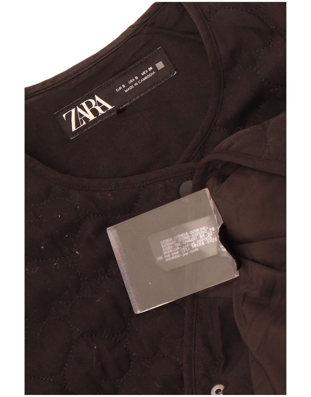 Zara Γυναικείο Καπιτονέ μπουφάν UK 10 Small Black Lyocell