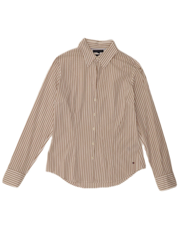 Tommy Hilfiger Γυναικείο Stretch Πουκάμισο US 8 Βαμβακερό μεσαίο μπεζ ριγέ