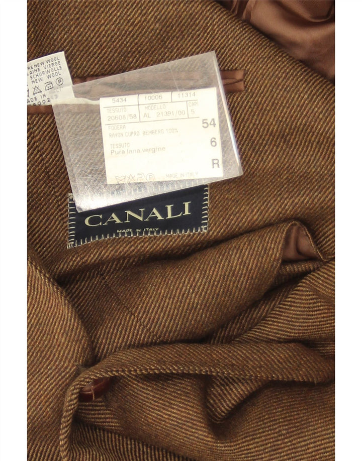 Canali Ανδρικό σακάκι σακάκι με 3 κουμπιά IT 54 2XL καφέ παρθένο μαλλί
