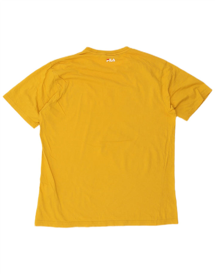 Ανδρικό γραφικό T-Shirt Fila Top μεγάλο κίτρινο βαμβακερό