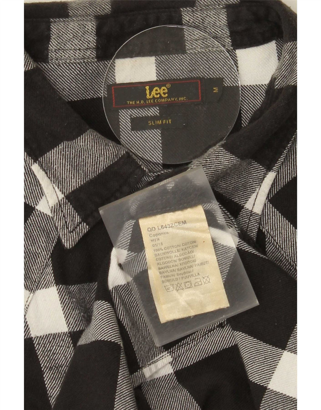 Ανδρικό φανελένιο πουκάμισο Lee Slim Fit, μεσαίο μαύρο βαμβακερό