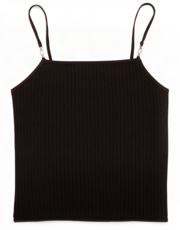 Zara Womens Cami Top UK 12 Medium Black Flecked Viscose