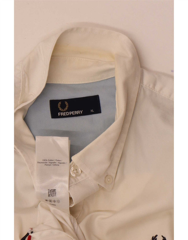 Fred Perry Ανδρικό κοντομάνικο πουκάμισο XL λευκό βαμβακερό