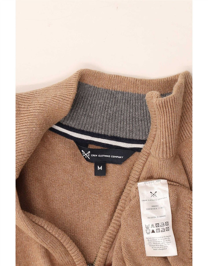 Ανδρικό πουλόβερ με φερμουάρ Crew Clothing, μεσαίο καφέ βαμβακερό