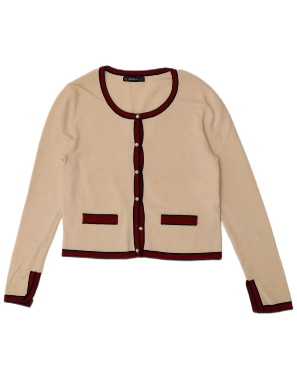 Zara Γυναικεία Ζακέτα Crop UK 12 Medium Off White