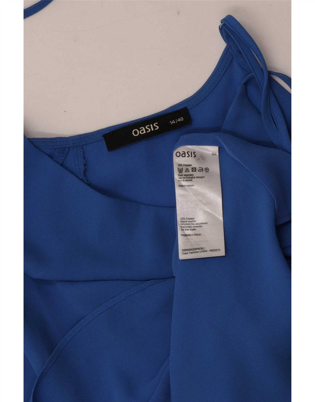 Oasis Womens Crop Cami Top UK 14 Medium Blue Polyester
