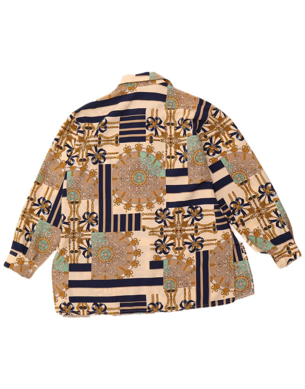 Vintage γυναικείο αφηρημένο σχέδιο υπερμεγέθη μπλούζα μπλούζα UK 10 Small Beige