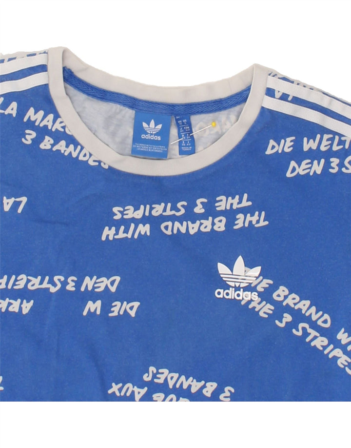 ADIDAS Womens Loose Fit Graphic T-Shirt Top UK 10 Small  Blue Cotton Vintage Adidas and Second-Hand Adidas from Messina Hembry 