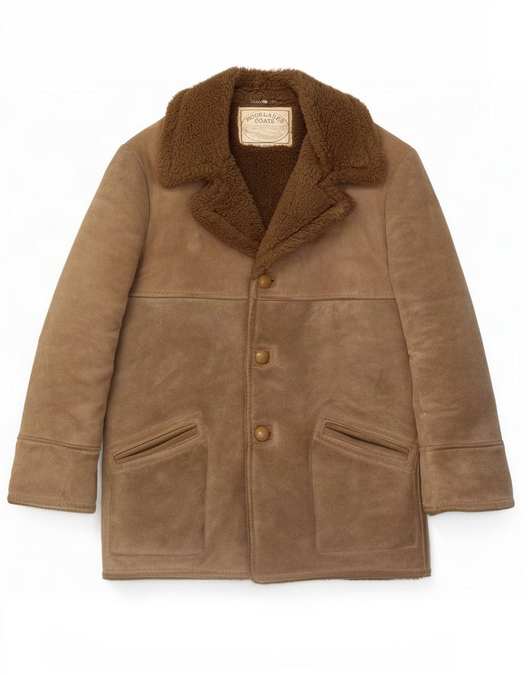 Vintage Ανδρικό Shearling Jacket UK 40 Large Beige Leather