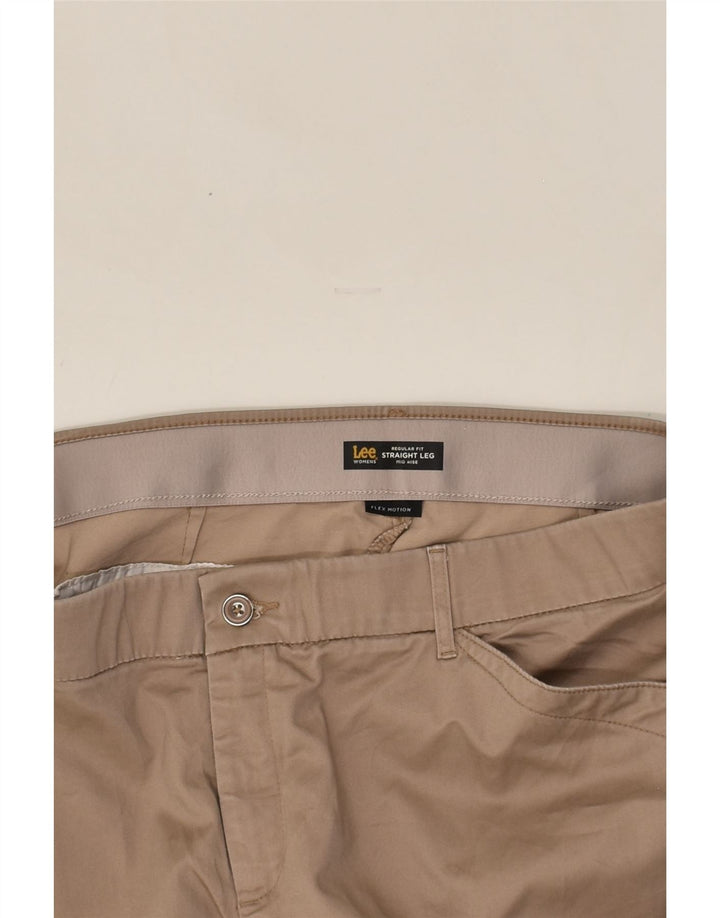 LEE Womens Straight Casual Trousers US 18 2XL W38 L30 Brown Cotton | Vintage Lee | Thrift | Second-Hand Lee | Used Clothing | Messina Hembry 