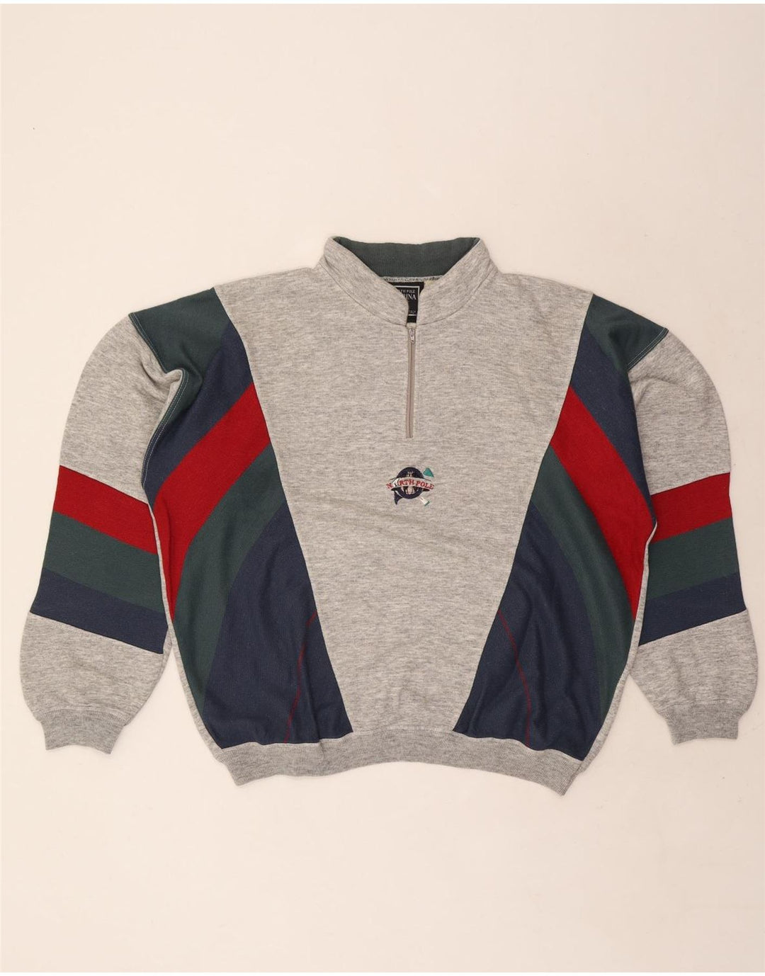 Ανδρικό φούτερ με λαιμόκοψη με φερμουάρ North Pole Jumper XL Grey Colourblock