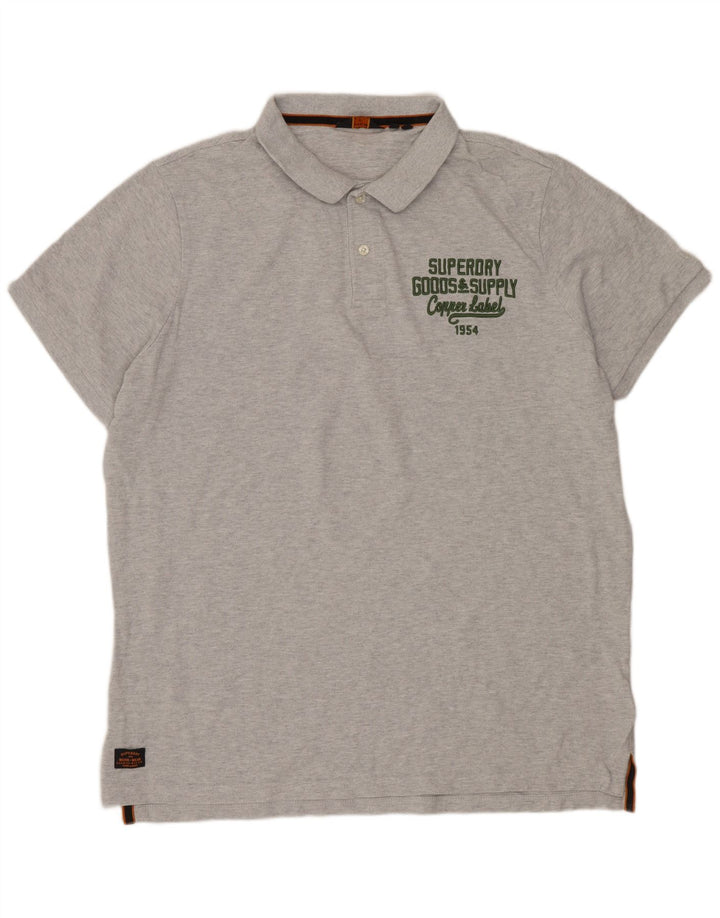 Ανδρικό πουκάμισο πόλο SUPERDRY 3XL Γκρι βαμβακερό