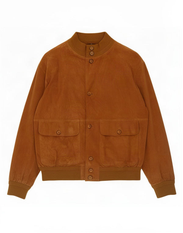 Vintage Ανδρικό Suede Bomber Jacket IT 50 Large Brown Δερμάτινο