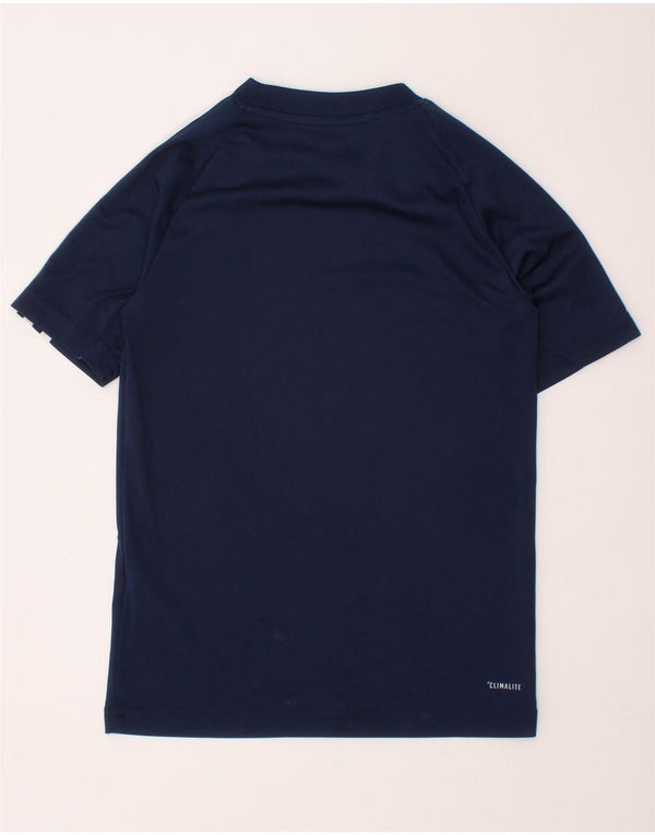 ADIDAS Boys Climalite T-shirt Top 7-8 ετών Navy Blue Polyester
