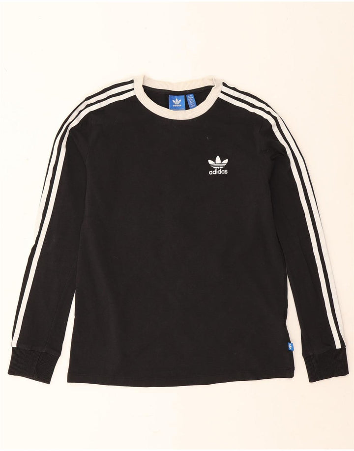 Adidas Γυναικείο τοπ μακρυμάνικο UK 12 μεσαίο μαύρο βαμβακερό