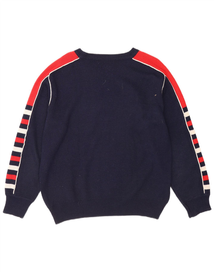 VINTAGE Γυναικείο πουλόβερ με λαιμόκαυστο UK 18 XL Navy Blue Colorblock