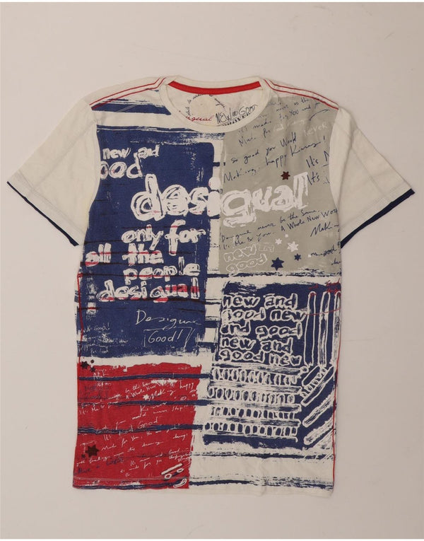 Ανδρικό T-Shirt Desigual Top Small White Colourblock Βαμβακερό