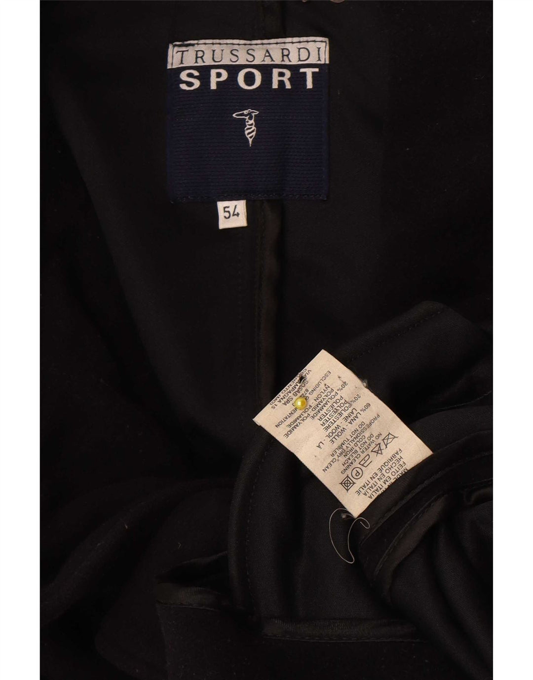 Trussardi Ανδρικό Παλτό μπιζελιού IT 54 2XL Μαύρο Μαλλί