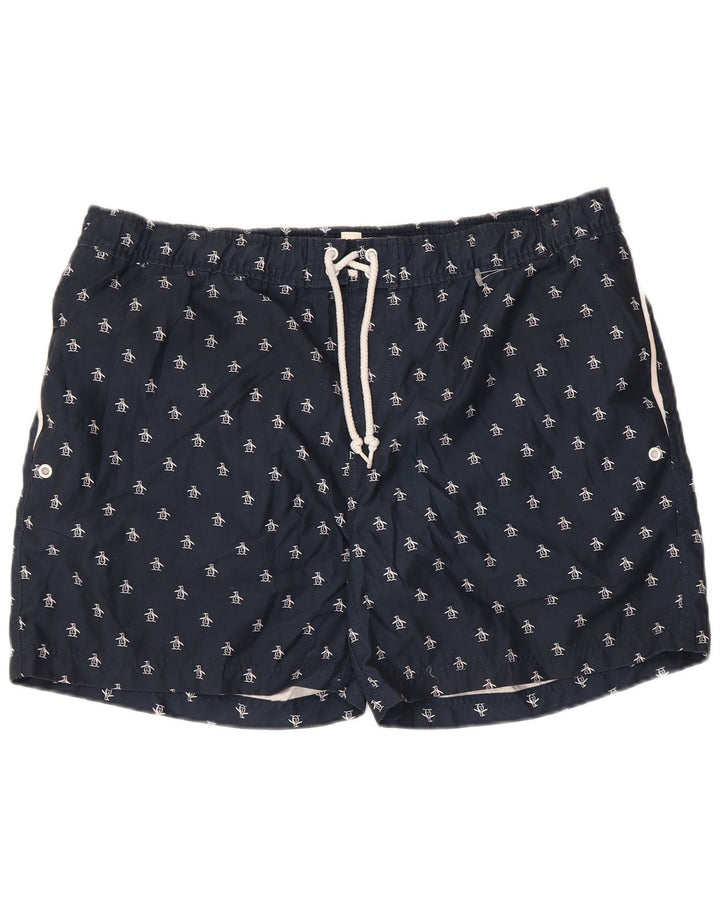 Ανδρικό γραφικό σορτς κολύμβησης Penguin XL Navy Blue Polyester
