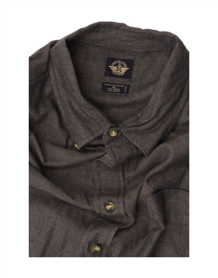 DOCKERS Mens Shirt XL Grey Chevron Cotton Vintage Dockers and Second-Hand Dockers from Messina Hembry 