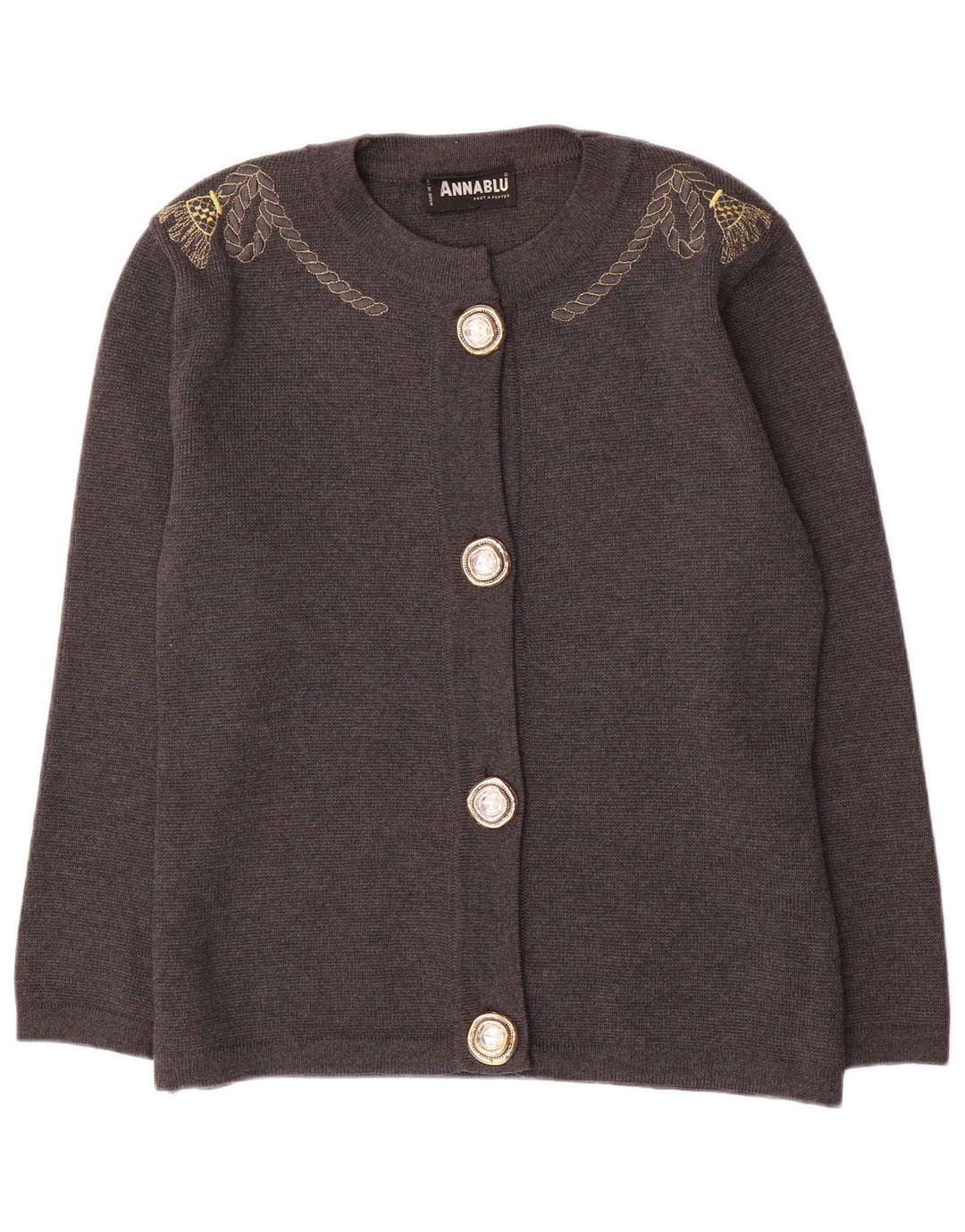 Vintage γυναικείο oversized ζακέτα πουλόβερ UK 10 Small Grey Wool