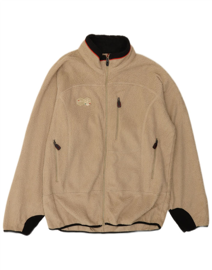 Fila Ανδρικό Fleece Jacket UK 40 Large Beige Colourblock Polyester
