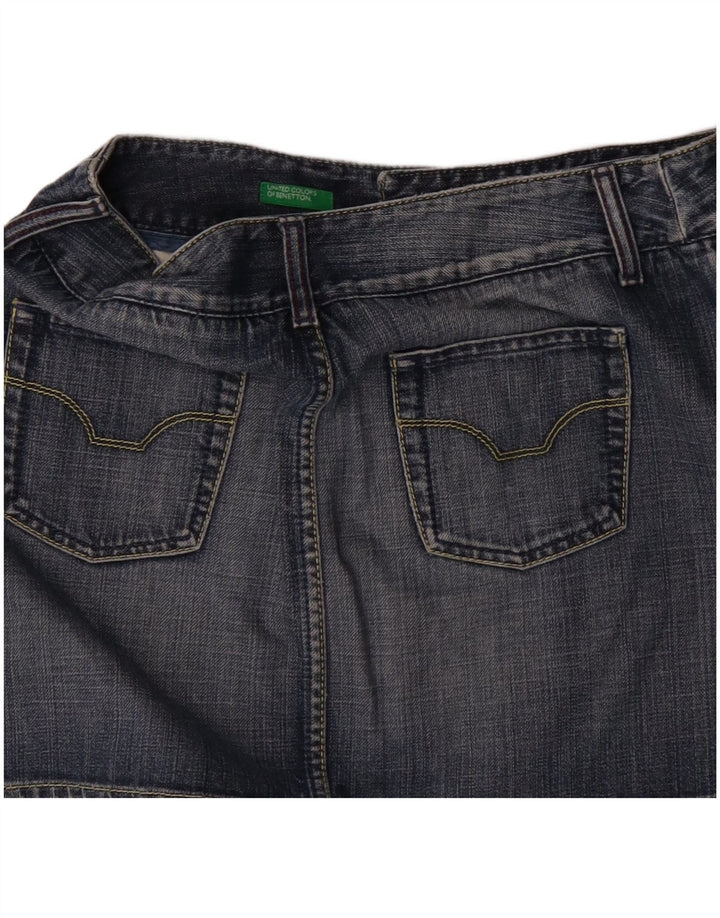 Γυναικεία Μίνι Τζιν Φούστα Benetton IT 44 Medium W32 Μπλε Βαμβακερή
