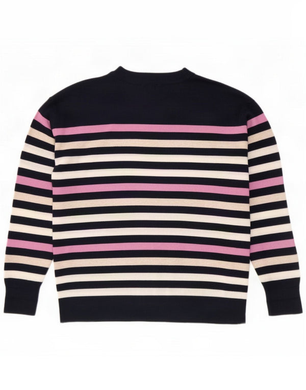 Marks & Spencer Womens Crew Neck Jumper Πουλόβερ Μεσαίο Navy Blue ριγέ