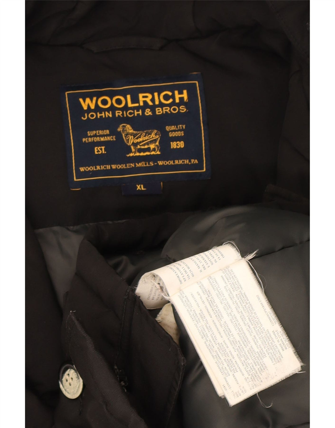 Woolrich Γυναικείο μπουφάν με κουκούλα μεγάλου μεγέθους, UK 18 XL μαύρο βαμβακερό