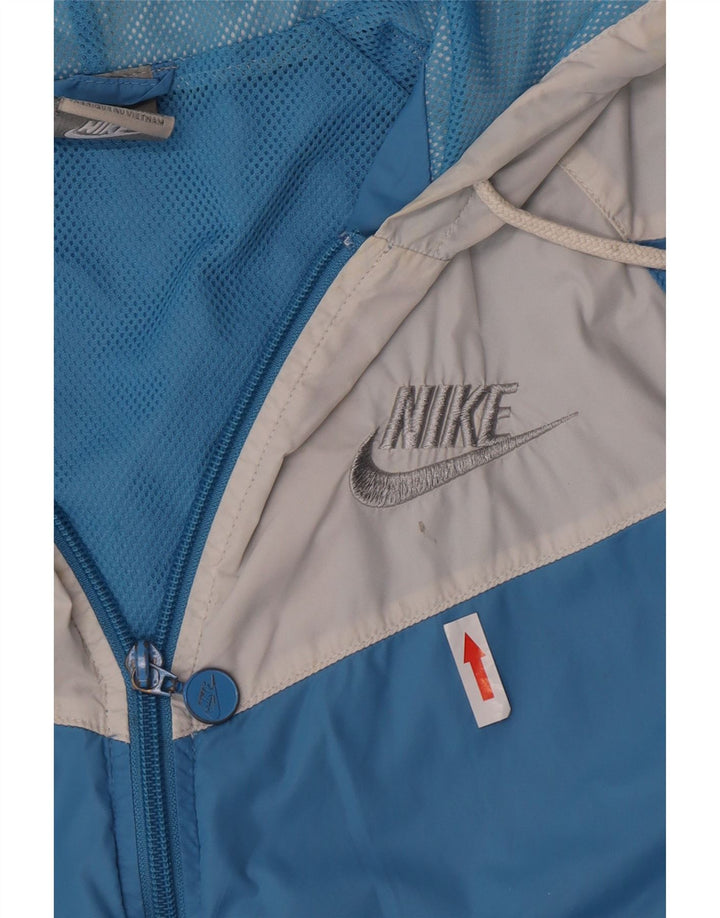 Nike γυναικείο μπουφάν βροχής με κουκούλα UK 10/12 Medium Blue Colorblock Nylon