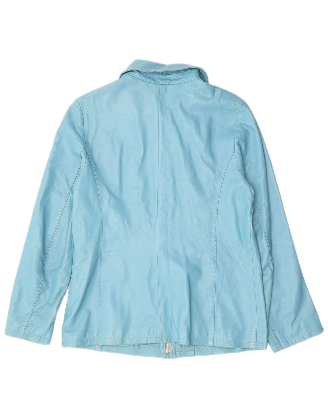 VINTAGE Γυναικείο Δερμάτινο Μπουφάν UK 14 Medium Blue Leather