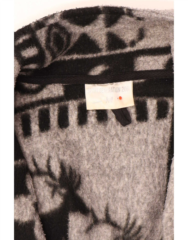 Vintage Ανδρικό Fleece Jacket UK 38 Medium Grey Fair Isle