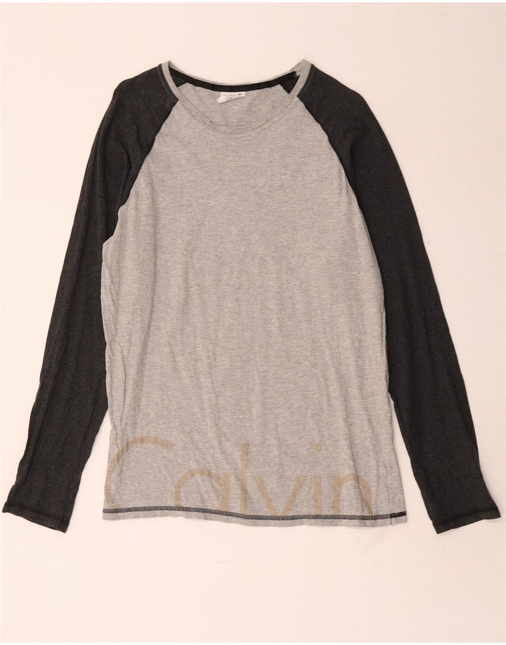 Ανδρικό γραφικό τοπ Calvin Klein, μακρυμάνικο, μεσαίο γκρι, βαμβακερό