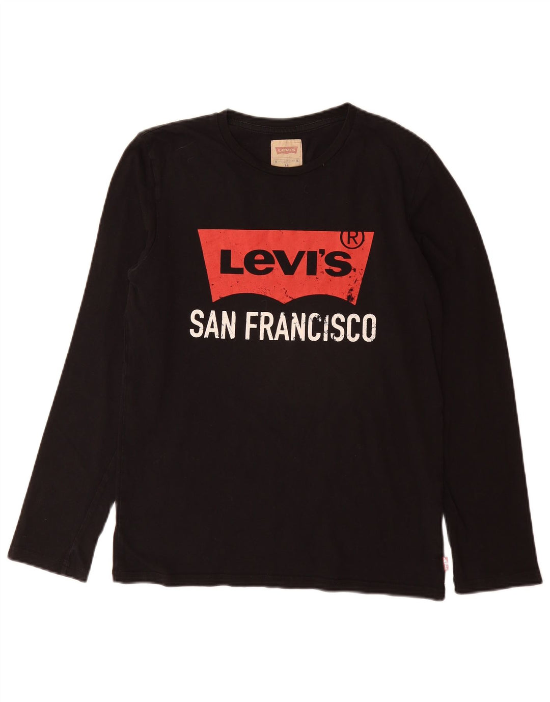 LEVI'S Boys Graphic Top Μακρυμάνικο 15-16 ετών Μαύρο Βαμβακερό
