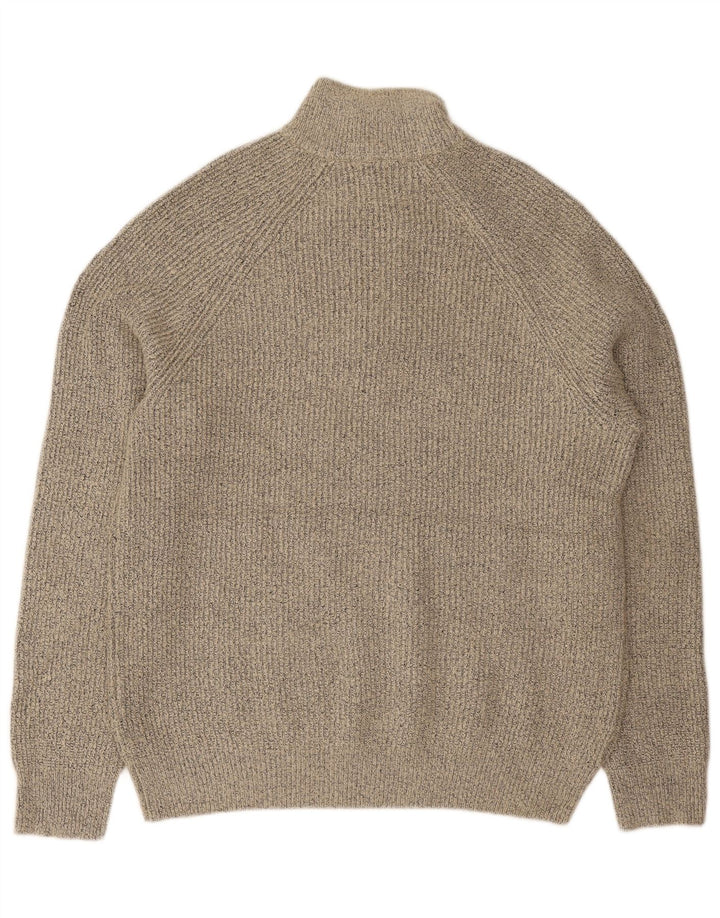 MARKS & SPENCER Womens Zip Neck Jumper Sweater UK 16 Large Grey Flecked