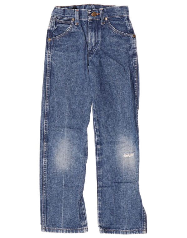 Wrangler Boys Distressed Straight Jeans 8-9 ετών W22 L25 Μπλε βαμβακερό