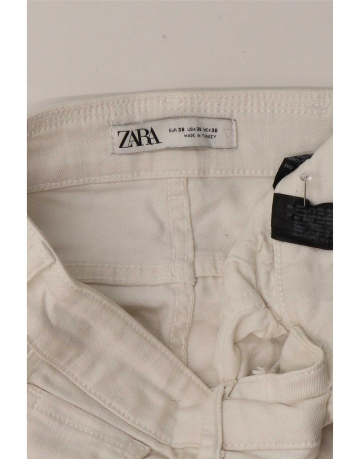 Zara Mens Distressed Slim Jeans EU 38 Small W30 L27 Λευκό βαμβακερό