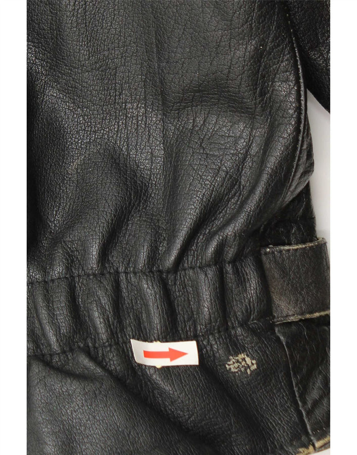 Vintage Ανδρικό Δερμάτινο Biker Jacket UK 36 Small Black Leather