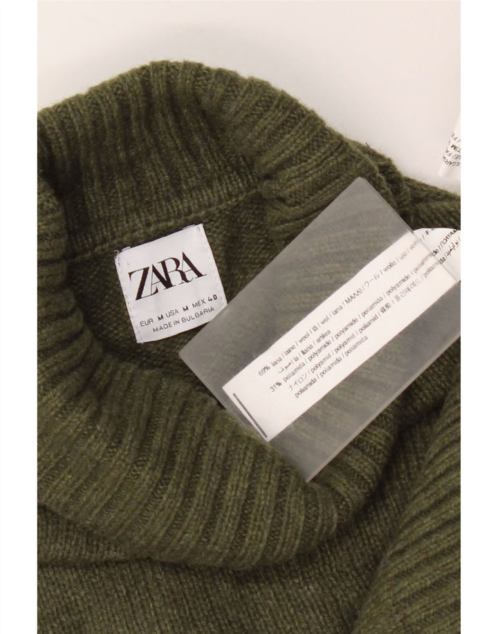 Ανδρικό πουλόβερ Zara με ρολό λαιμόκοψη, μεσαίο μαλλί χακί