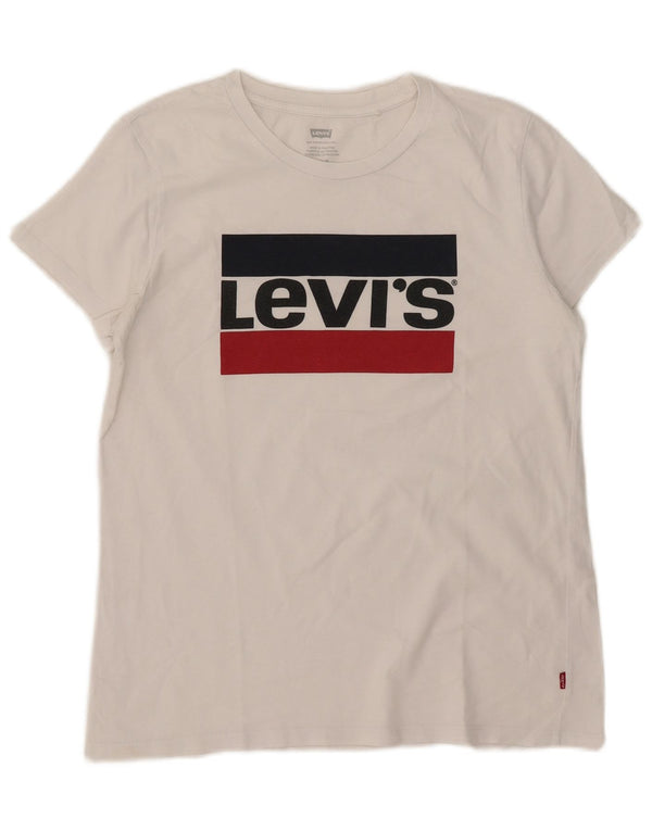 Γυναικείο γραφικό T-Shirt Levi's Top UK 14 Medium White