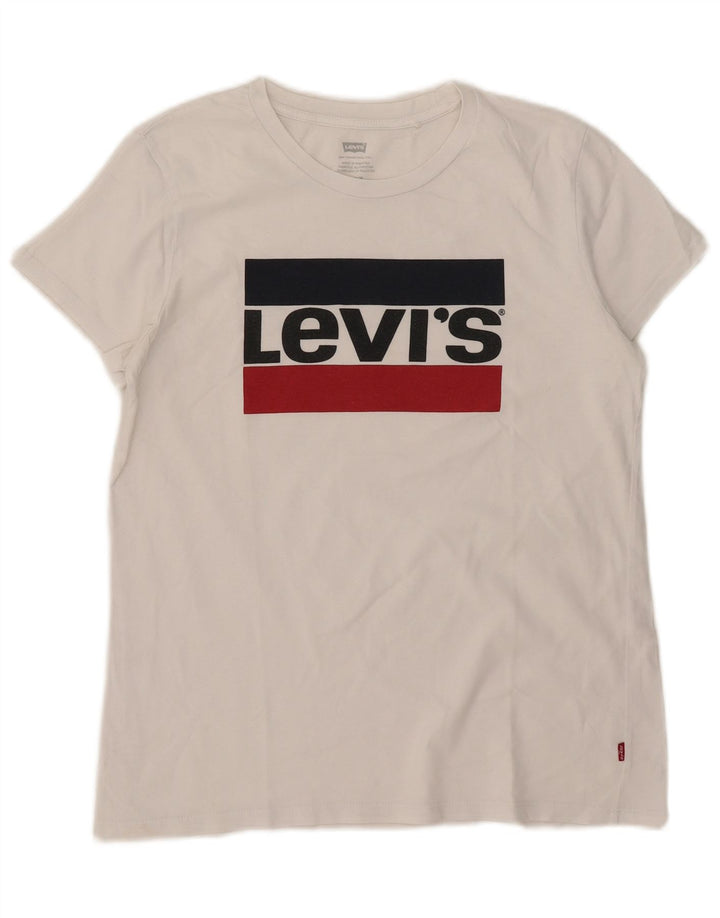 Γυναικείο γραφικό T-Shirt Levi's Top UK 14 Medium White