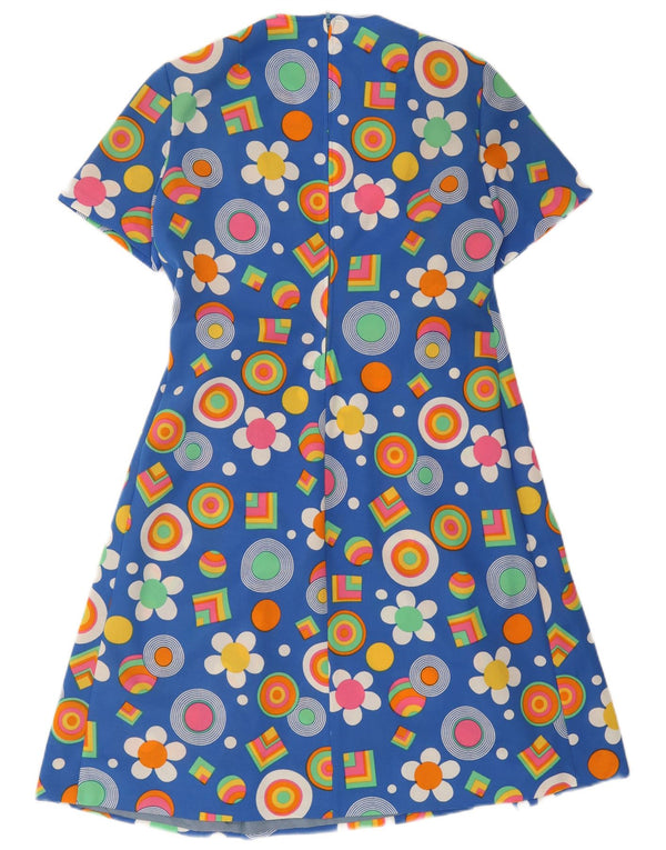 Vintage γυναικείο φόρεμα A-Line UK 12 Medium Blue Floral