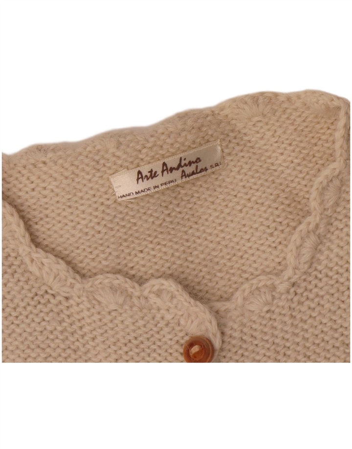 Vintage Γυναικείο Crop Cardigan πουλόβερ UK 14 Medium Beige