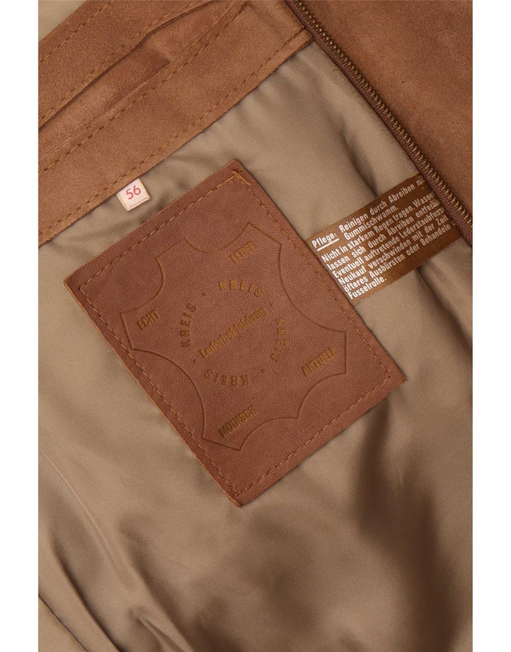 Vintage Ανδρικό Military Suede Jacket UK 38 Medium Beige Leather