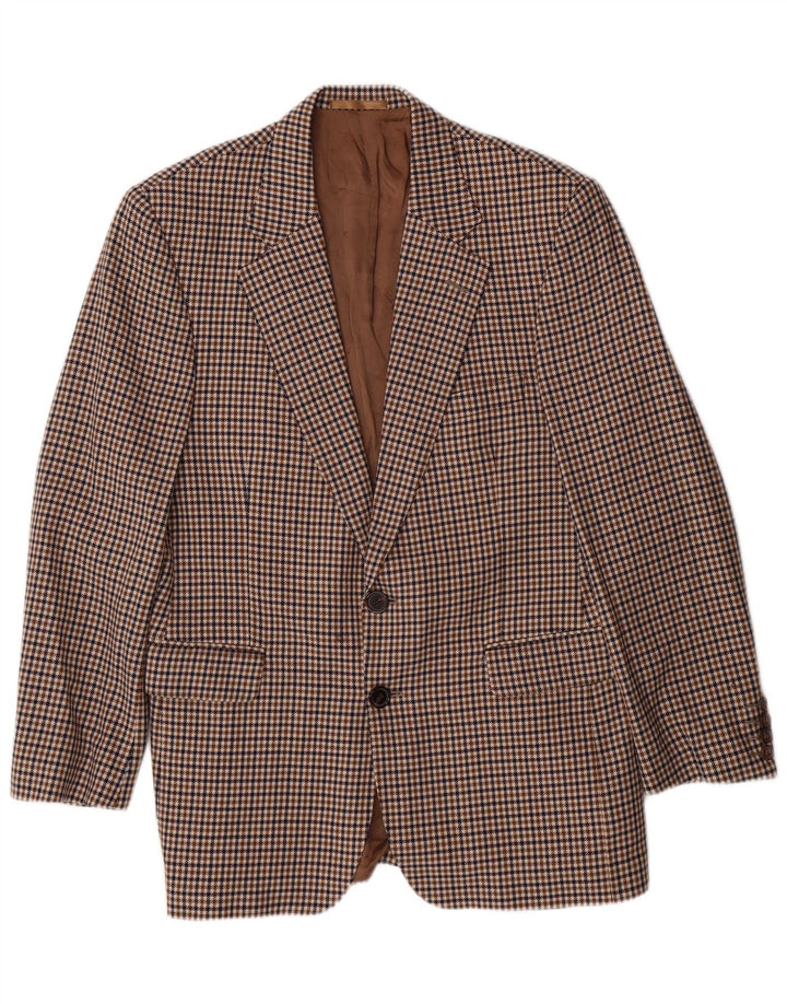 AQUASCUTUM Ανδρικό σακάκι blazer UK 40 μεγάλο καφέ Houndstooth Classic